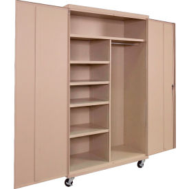 Commercial Mobile Combination Cabinet, 48"W x 24"D x 72"H, 20 Gauge, Putty view 2