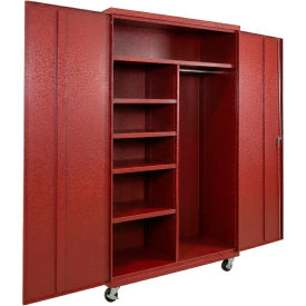 Commercial Mobile Combination Cabinet, 48"W x 24"D x 72"H, 20 Gauge, Red view 2