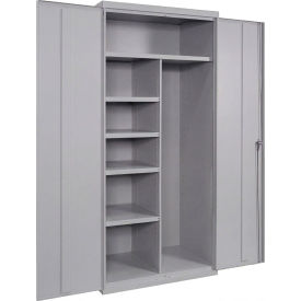 Equipto® Industrial Duty Janitorial Cabinet 36"W x 24"D x 66"H All-Welded Gray 