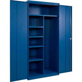 Equipto® Industrial Duty Janitorial Cabinet 36"W x 18"D x 72"H All-Welded Blue 