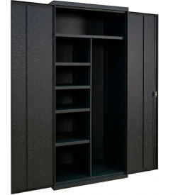 Equipto® Industrial Duty Janitorial Cabinet 36"W x 24"D x 72"H All-Welded Black 