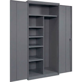 Equipto® Industrial Duty Janitorial Cabinet 36"W x 24"D x 72"H All-Welded Charcoal 