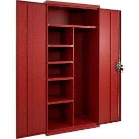 Equipto® Industrial Duty Janitorial Cabinet 36"W x 24"D x 72"H All-Welded Red 