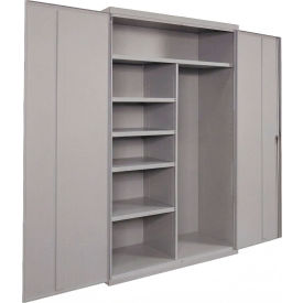 Equipto® Industrial Duty Janitorial Cabinet 48"W x 18"D x 66"H All-Welded Gray 