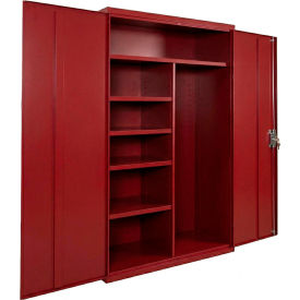 Equipto® Industrial Duty Janitorial Cabinet 48"W x 18"D x 66"H All-Welded Red 