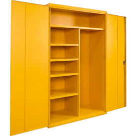 Equipto® Industrial Duty Janitorial Cabinet 48"W x 18"D x 66"H All-Welded Yellow 