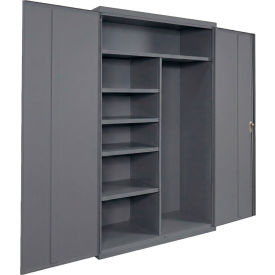 Equipto® Industrial Duty Janitorial Cabinet 48"W x 18"D x 72"H All-Welded Charcoal 
