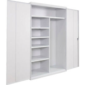 Equipto® Industrial Duty Janitorial Cabinet 48"W x 18"D x 72"H All-Welded White 