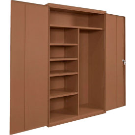 Equipto® Industrial Duty Janitorial Cabinet 48"W x 18"D x 72"H All-Welded Walnut 