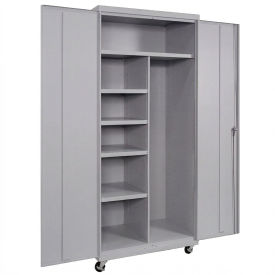Equipto® Industrial Duty Mobile Janitorial Cabinet 36"W x 24"D x 66"H All-Welded Gray 