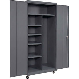 Equipto® Industrial Duty Mobile Janitorial Cabinet 36"W x 24"D x 72"H All-Welded Charcoal 