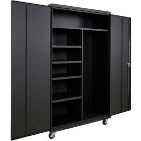 Equipto® Industrial Duty Mobile Janitorial Cabinet 48"W x 24"D x 66"H All-Welded Black 