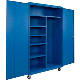 Equipto® Industrial Duty Mobile Janitorial Cabinet 48"W x 24"D x 66"H All-Welded Blue 