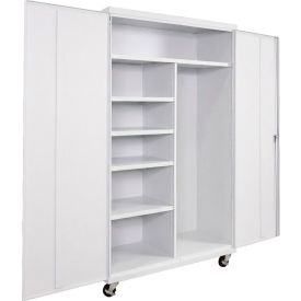 Equipto® Industrial Duty Mobile Janitorial Cabinet 48"W x 24"D x 78"H All-Welded White 