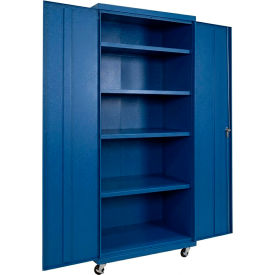Commercial Mobile Storage Cabinet, 20 Gauge, 36"W x 24"D x 78"H, Blue view 2