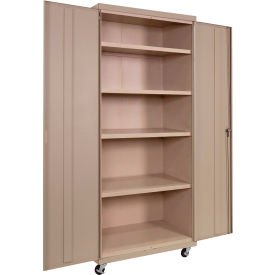 Commercial Mobile Storage Cabinet, 20 Gauge, 36"W x 24"D x 78"H, Putty view 2