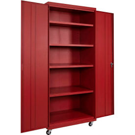 Commercial Mobile Storage Cabinet, 20 Gauge, 36"W x 24"D x 78"H, Red view 2