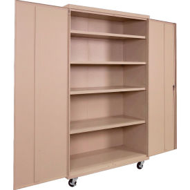 Equipto® Industrial Duty Mobile Storage Cabinet 20 Gauge 48"W x 24"D x 66"H Putty 