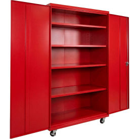 Equipto® Industrial Duty Mobile Storage Cabinet 20 Gauge 48"W x 24"D x 66"H Red 