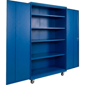 Commercial Mobile Storage Cabinet, 20 Gauge, 48"W x 24"D x 72"H, Blue view 2
