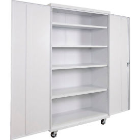 Equipto® Industrial Duty Mobile Storage Cabinet 20 Gauge 48"W x 24"D x 72"H White 