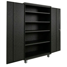 Commercial Mobile Storage Cabinet, 20 Gauge, 48"W x 24"D x 78"H, Black view 2