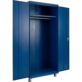 Equipto® Industrial Duty Mobile Wardrobe Cabinet 36"W x 24"D x 72"H Blue 