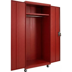 Equipto® Industrial Duty Mobile Wardrobe Cabinet 36"W x 24"D x 72"H Red 