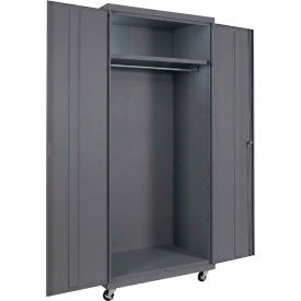 Equipto® Industrial Duty Mobile Wardrobe Cabinet 36"W x 24"D x 78"H Charcoal 