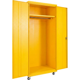 Equipto® Industrial Duty Mobile Wardrobe Cabinet 36"W x 24"D x 78"H Yellow 