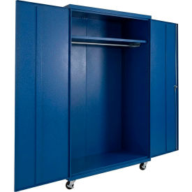 Equipto® Industrial Duty Mobile Wardrobe Cabinet 48"W x 24"D x 66"H Blue 