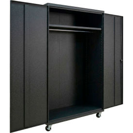 Equipto® Industrial Duty Mobile Wardrobe Cabinet 48"W x 24"D x 72"H Black 