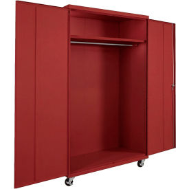 Equipto® Industrial Duty Mobile Wardrobe Cabinet 48"W x 24"D x 72"H Red 