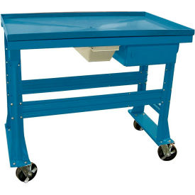 Equipto S-2301DT-BL Equipto Teardown Bench, Fluid Container, Drawer, 48"W x 30"D, Blue image.