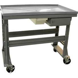Equipto S-2301DT-GY Equipto Teardown Bench, Fluid Container, Drawer, 48"W x 30"D, Gray image.