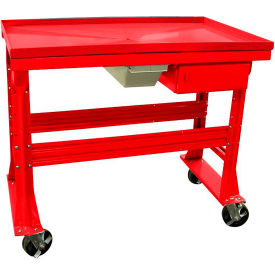 Equipto S-2301DT-RD Equipto Teardown Bench, Fluid Container, Drawer, 48"W x 30"D, Red image.