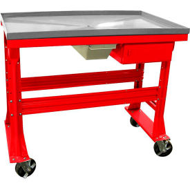 Equipto Teardown Bench Fluid Container/Drawer Stainless Steel 48"W x 30"D Red 