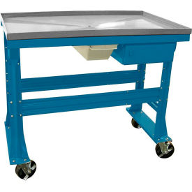 Equipto S-2311DTSS-BL Equipto Stainless Teardown Bench, Fluid Container, Drawer, 60"W x 30"D, Blue image.