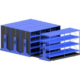 Equipto Mobile Aisle System 4 Carriages 48"D x 144"W x 91"H 3 Standard 1 Bulk Rack Blue 