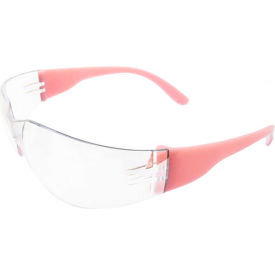 Erb Industries Inc 17946****** ERB™ 17946 Lucy Fashionable & Frameless Ladies Safety Glasses, Pink Frame, Clear Lens, Anti-Fog image.