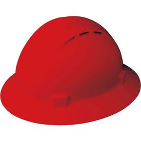 Erb Industries Inc 19434 ERB® 19434 Americana Full Brim Hard Hat Vent, Mega Ratchet, 4-Point Nylon Suspension, Red image.