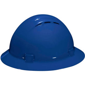 Erb Industries Inc 19436 ERB® 19436 Americana Full Brim Hard Hat Vent, Mega Ratchet, 4-Point Nylon Suspension, Blue image.