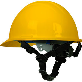Erb Industries Inc 19782 ERB® Americana Cap with Accessory Slots, 4-Point Mega Ratchet & 4-Point Chin Strap, Yellow image.