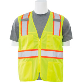 ERB S149 61835 Zipper Safety Vest, Class 2, Lime, Size 3XL