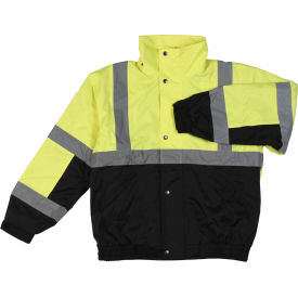 Erb Industries Inc 61593 Aware Wear® Winter Wear ANSI Class 2 Bomber Jacket, 61593 - Lime/Black, Size XL image.