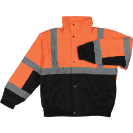 Erb Industries Inc 61602 Aware Wear® Winter Wear ANSI Class 2 Bomber Jacket, 61602 - Orange/Black, Size M image.