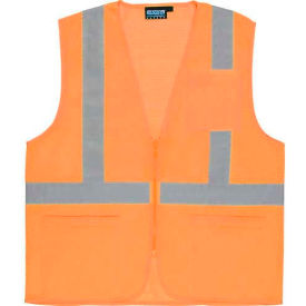 Erb Industries Inc 61658 Aware Wear® ANSI Class 2 Economy Mesh Safety Vest, Zip Front & Pockets,Type R, Orange, Size M image.