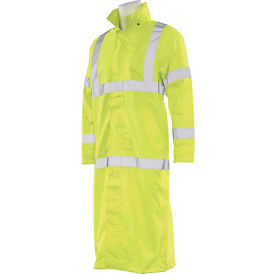 Erb Industries Inc 62029 ERB® S163 ANSI Class 3 Long Raincoat Hi Vis Lime Large, LG, 62029 image.