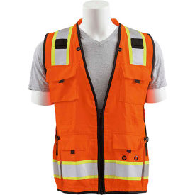 Erb Industries Inc 62395 ERB® 62395 S252C Class 2 Mesh/Solid Surveyor Vest, Hi-Vis Orange, XL image.