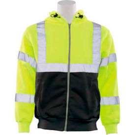 Erb Industries Inc 62988 ERB™ 62988, W378 Aware Wear Hi-Vis Zipper Sweatshirt , Class 3, Hi-Vis Lime/Black, 2XL image.